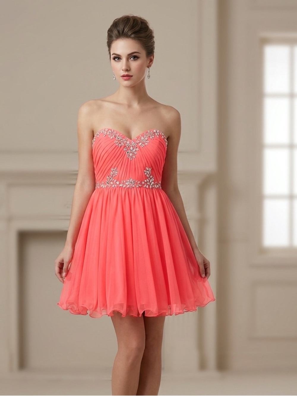 Masquerade Coral Beaded Sweetheart Formal Dress 7/8